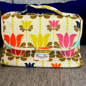 Primrose Hill London Canvas Lotus Flower Hangable Makeup Travel Bag, EUC